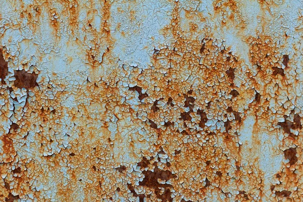 Ένας Σκουριασμένος Μπλε Μεταλλικός Τοίχος Πεσμένη Μπογιά Σκουριασμένο Φόντο — Φωτογραφία Αρχείου