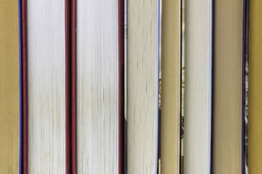 Kitaplar. Defterler bir rafta ya da dolapta.