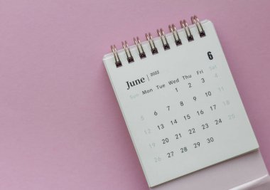 Haziran 2022 takvimi. Her tarihi planlamak ve düzenlemek için masaüstü takvimi.