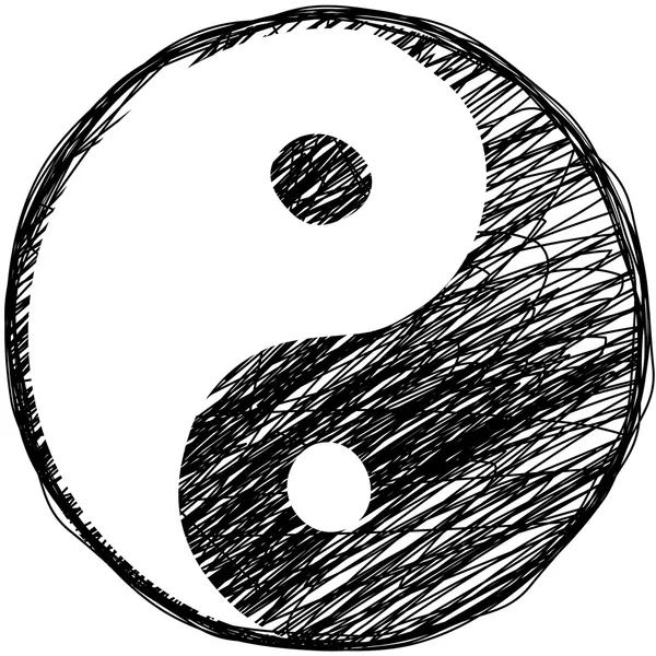 Doodle yin-yang símbolo — Vector de stock