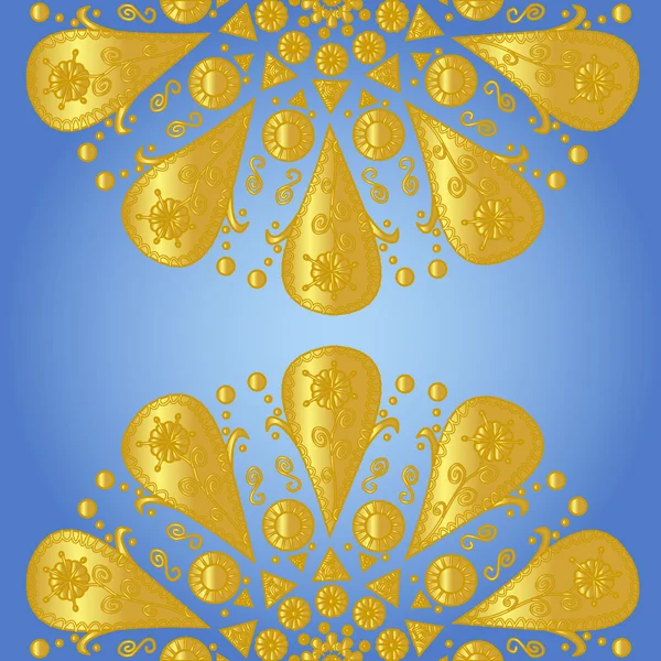 Fond bleu avec dentelle ornementale — Image vectorielle