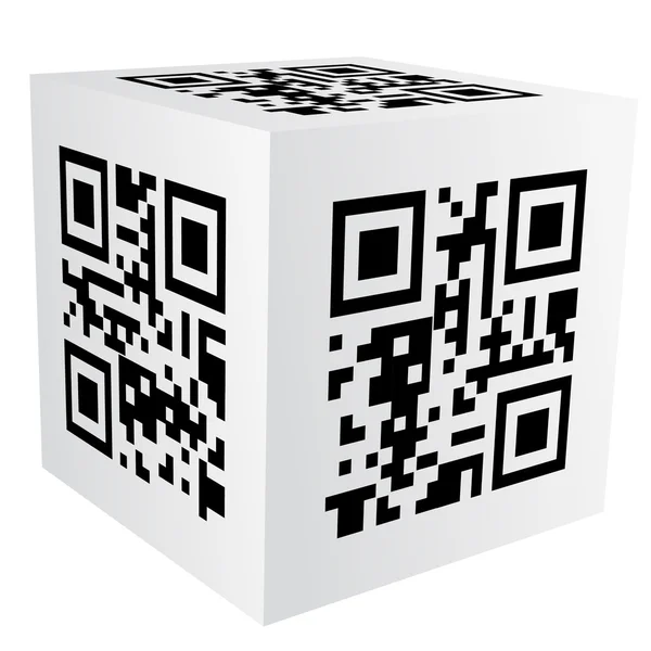 Cube with qr code — Stock Vector