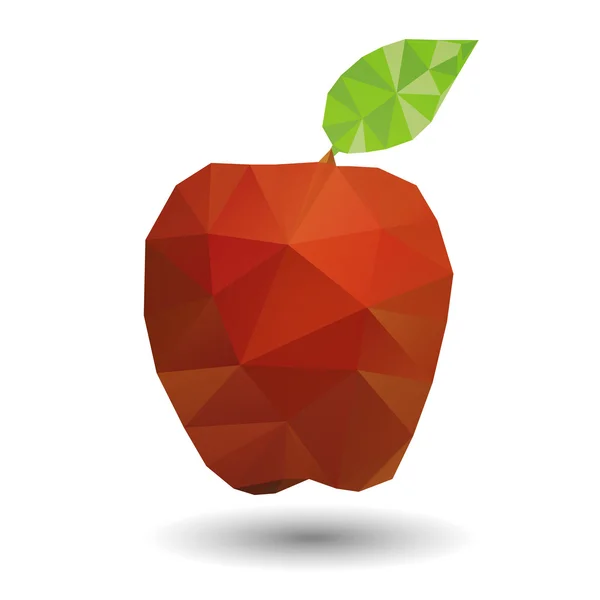 Rött äpple i geometriska origami stil — Stock vektor