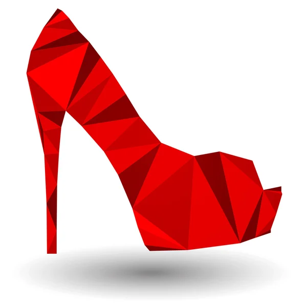 Sapato de mulher de salto alto abstrato vermelho em origami styl — Wektor stockowy