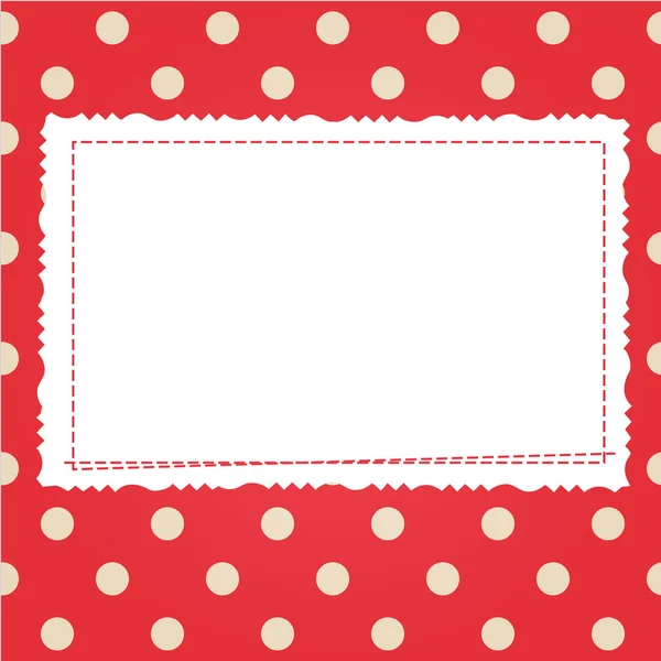 Scrap card dengan titik dan bingkai polka - Stok Vektor