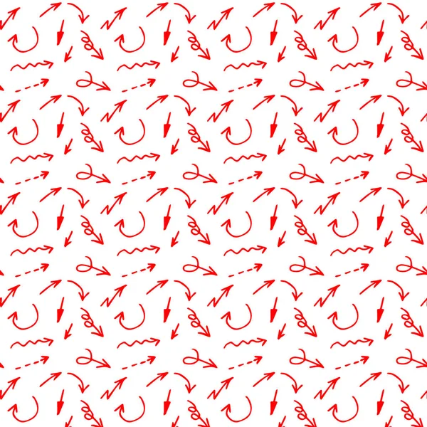 手描きの赤いマーカーは シームレスなパターンを矢印 ベクターイラスト — ストックベクタ