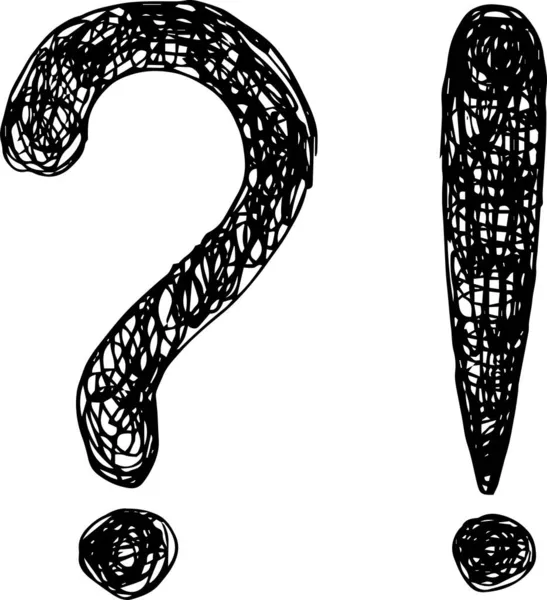 Hand Drawn Large Question Mark Exclamation Mark Vector Illustration Stock Vector