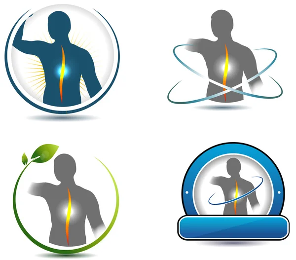 Human back, spine healthcare symbols — Stock Vector