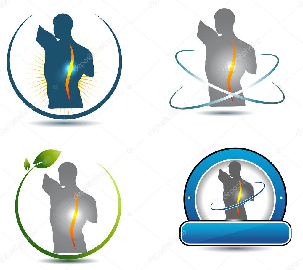 Human back, spine healthcare symbols