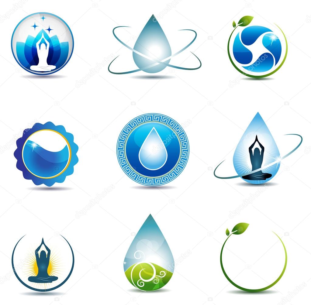 Nature and health care symbols. Isolated on a white background. Clean and bright design.