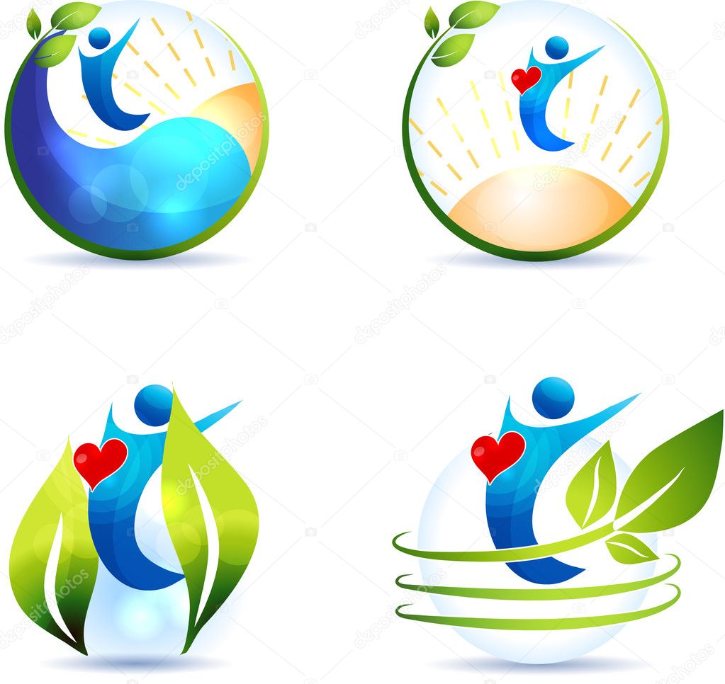 Healthy lifestyle symbol collection. Healthy heart and healthy life. Isolated on a white background.