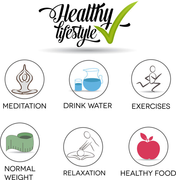 Healthy lifestyle symbol collection