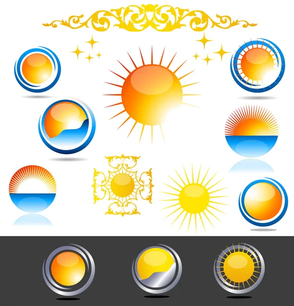 Beautiful sun collection — Stock Vector