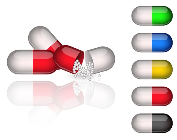 药物胶囊一套 — 图库矢量图片