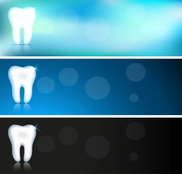 Банери для білих зубів, три варіації кольорів — стоковий вектор