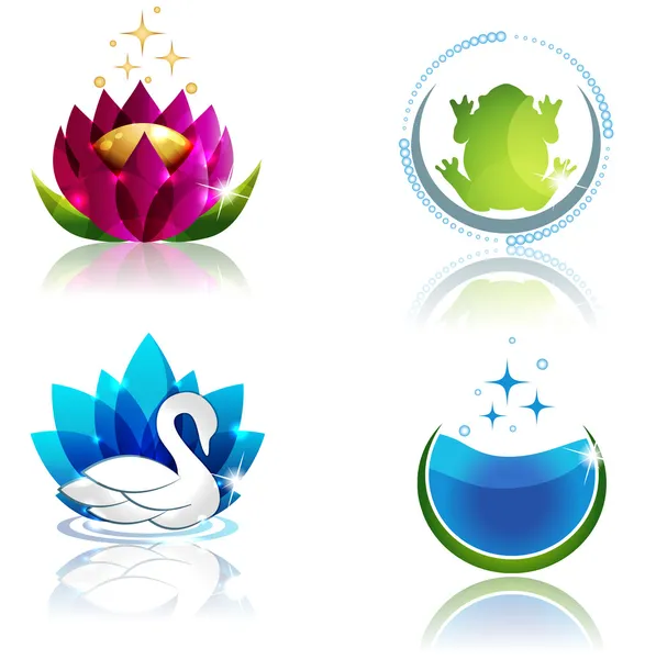 Beautiful spa, ecology, nature and health care symbol collection — Stock Vector