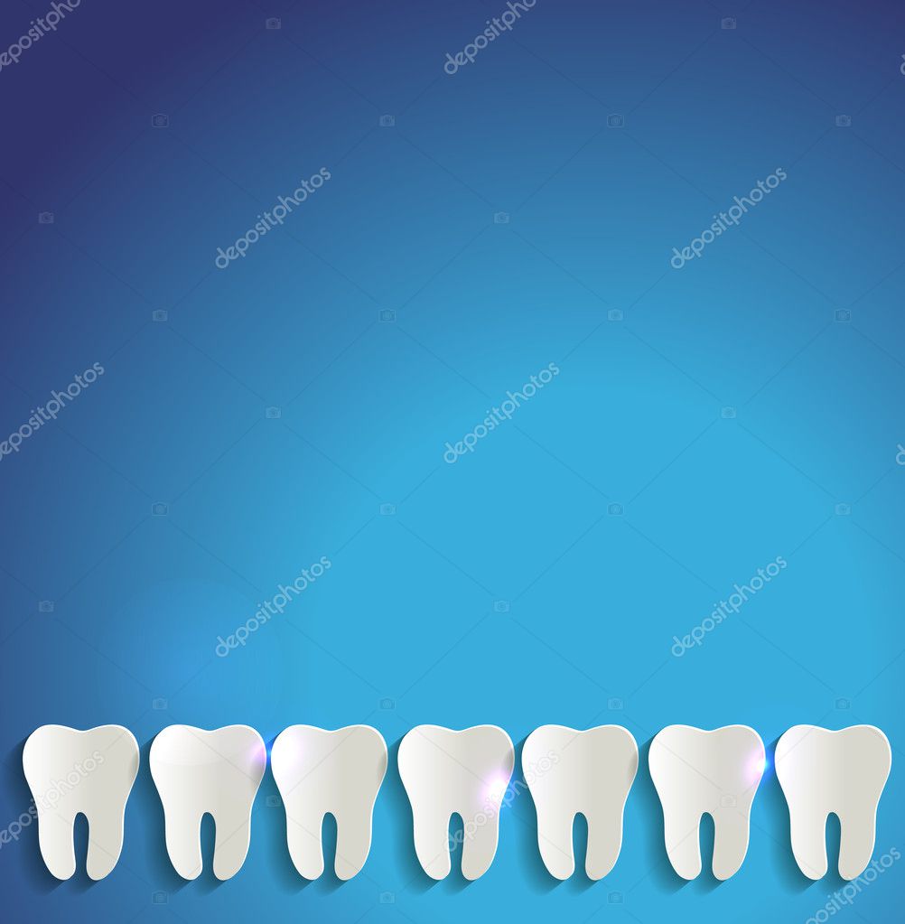 White teeth of paper and blue background