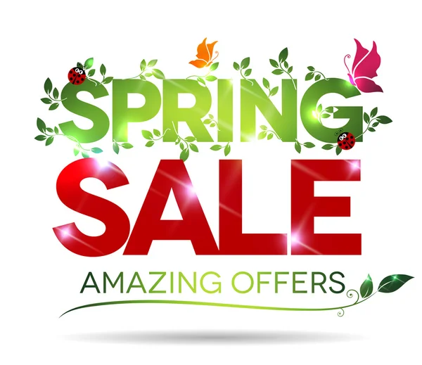 Spring sale, amazing offers message on a white background — Stock Vector