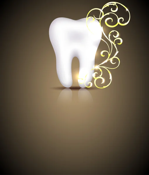 Elegante design dentale con elemento vortici dorati — Vettoriale Stock