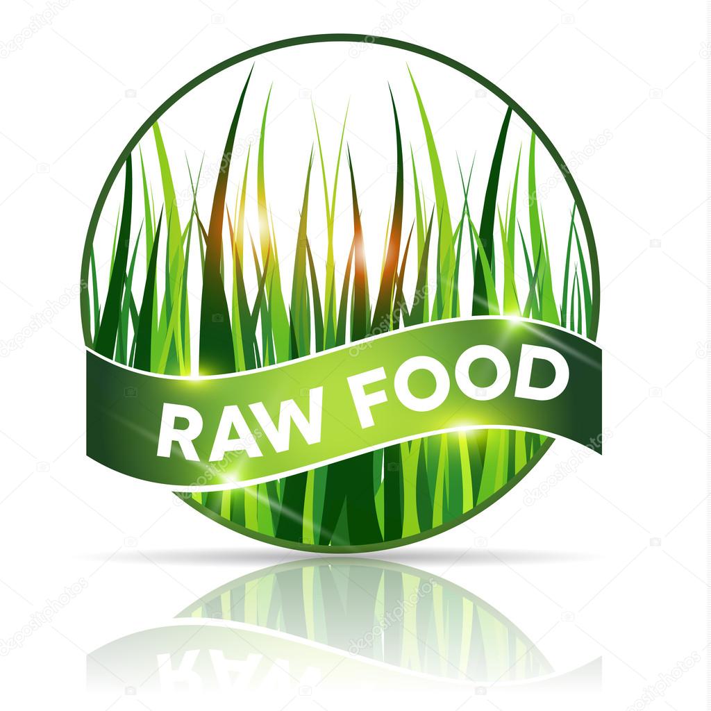 Raw food icon, beautiful grass illustration in round shape