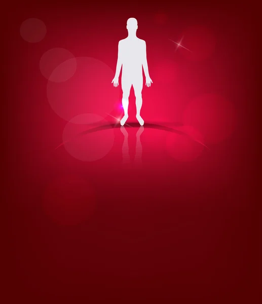 Lidská silueta v zářivě červeném pozadí — Stockový vektor