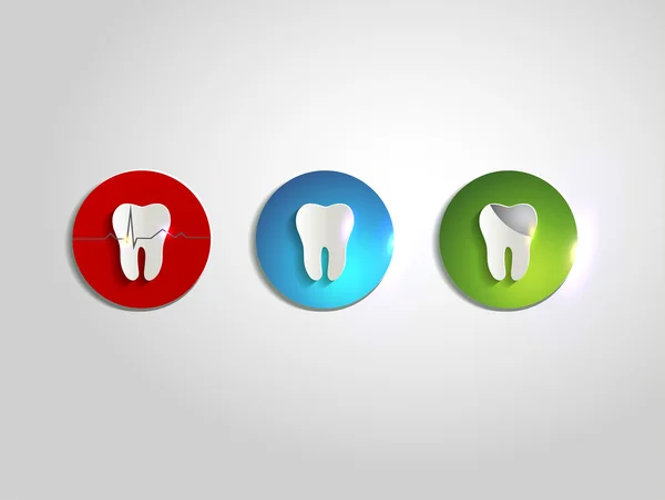 Dentes coloridos cuidados símbolos —  Vetores de Stock