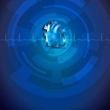 Human heart anatomy, blue cardidogram background clipart