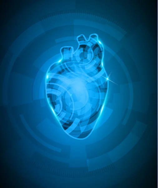 Mecanismo cardíaco abstracto, hermoso color azul profundo — Vector de stock