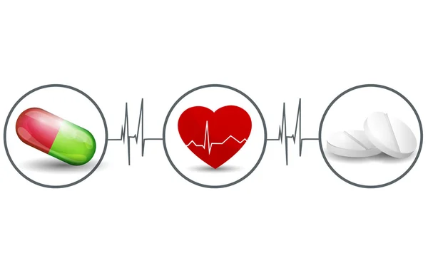 Herzbehandlung mit Pillen-Konzept — Stockvektor