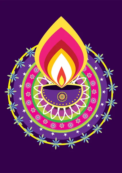 Luce della candela di Diwali — Vettoriale Stock