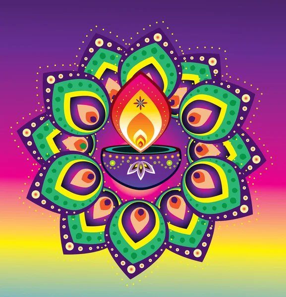 Cahaya lilin Diwali - Stok Vektor