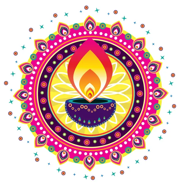 Luce della candela di Diwali — Vettoriale Stock