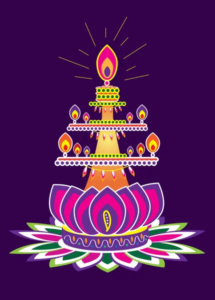 Luz de vela Diwali — Vector de stock