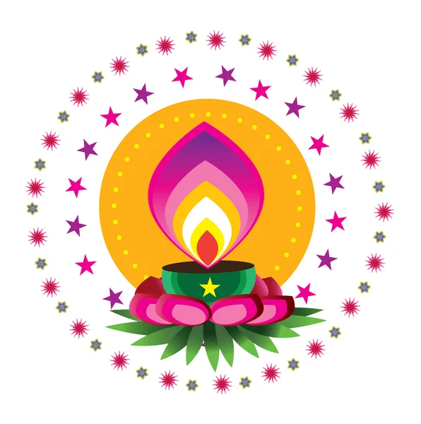 Luz de vela Diwali — Vetor de Stock