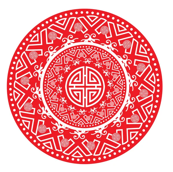 Oriental Red Color Retro pattern — Stock Vector