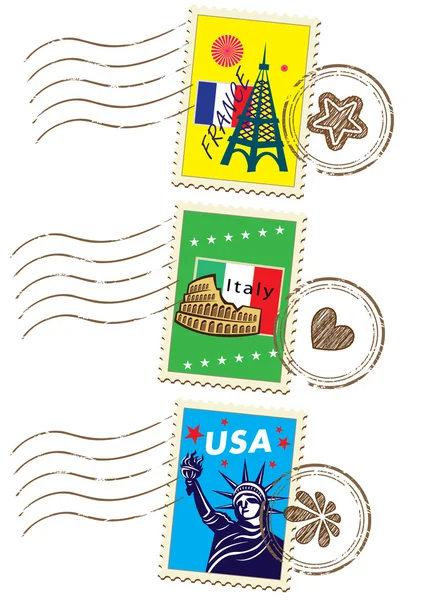 World Coutry Stamp Collection — Stock Vector