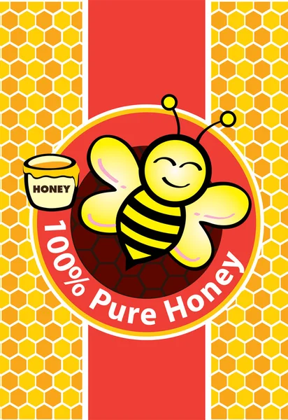 Pure Honey and Bee — Stock Vector