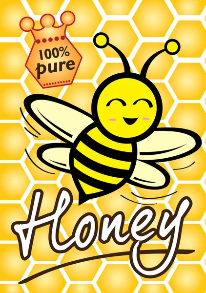 Pure Honey and Bee — Stock Vector