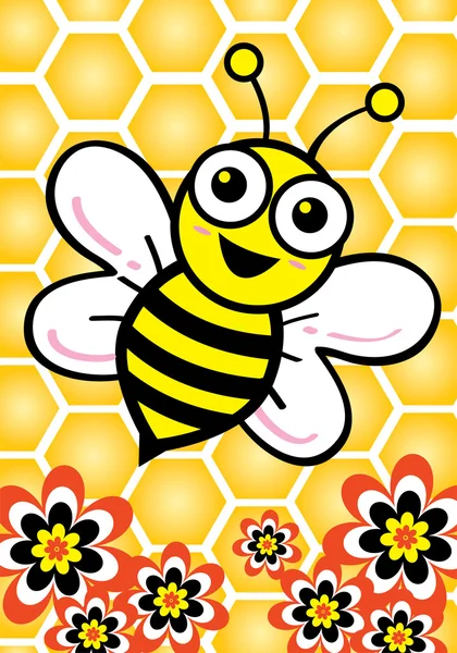 Miel pura y abeja — Archivo Imágenes Vectoriales