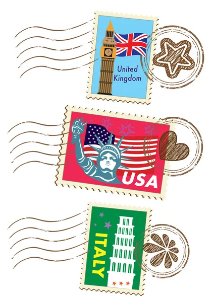 Σύνολο γραμματόσημα ορόσημα — Διανυσματικό Αρχείο