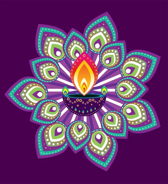 Luce della candela di Diwali — Vettoriale Stock