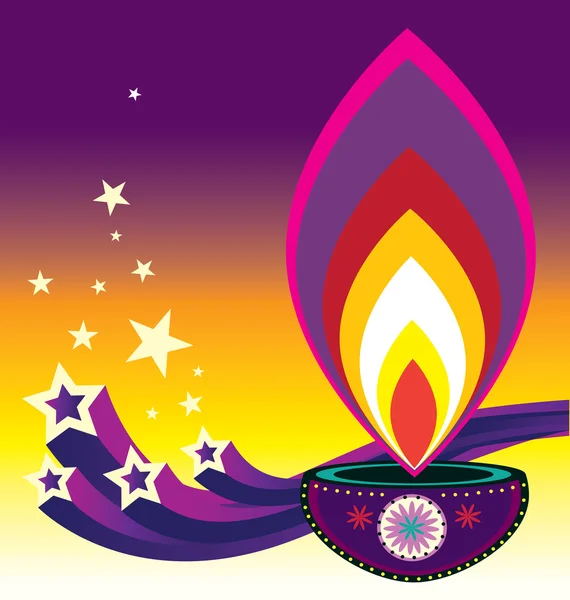 Diwali candle light — Stock Vector