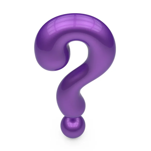 Violet 3d question mark isolated on white background — Stock Photo, Image