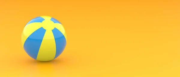 Nadmuchiwana Piłka Plażowa Pomarańczowym Tle Przestrzenią Kopiowania Tekstu Koncepcja Latem — Zdjęcie stockowe