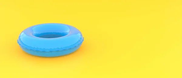 Blue Swim Ring Yellow Background Copy Space Text Minimal Summer Stock Image