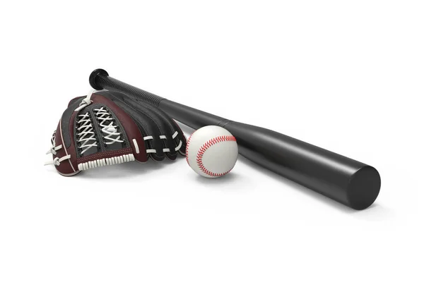 Baseball Equipment Isolated White Background Close Sports Equipment Baseball Glove Foto Stock