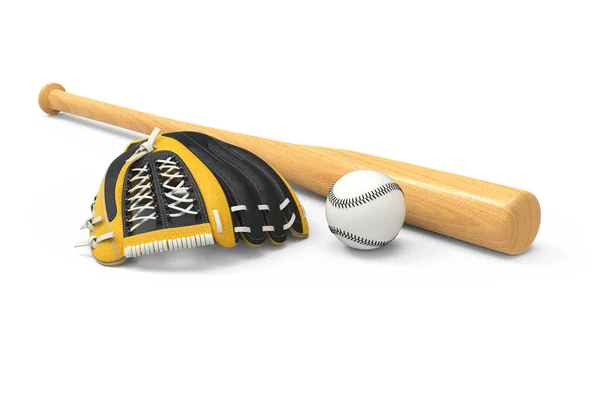 Baseball Equipment Isolated White Background Close Sports Equipment Baseball Bat — Stockfoto