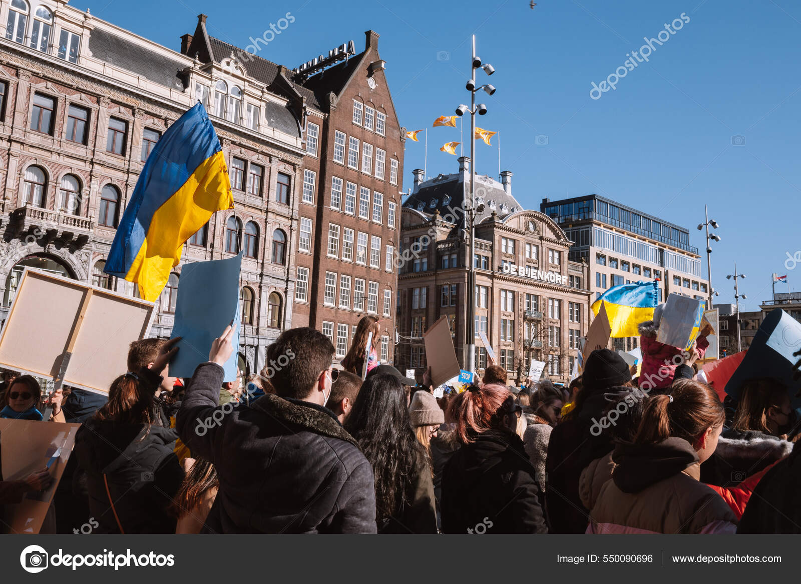 Нидерланды Амстердам 2022 Демонстрация Против Войны Украине.