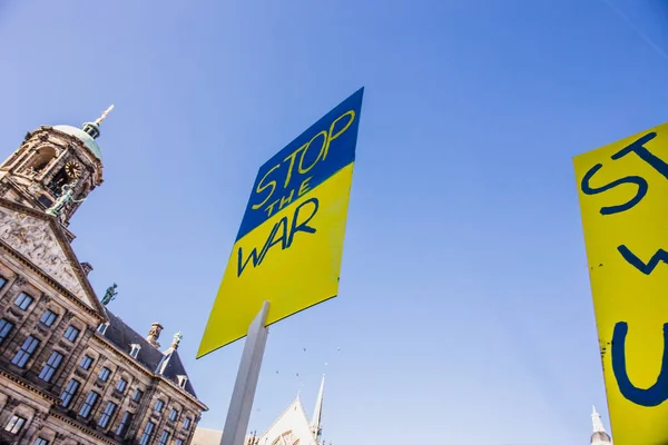 Nederland Amsterdam 2022 Een Demonstratie Tegen Oorlog Oekraïne Protest Tegen — Stockfoto