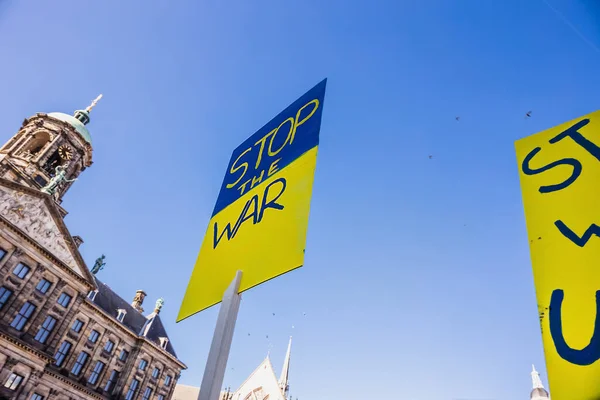 Nederland Amsterdam 2022 Een Demonstratie Tegen Oorlog Oekraïne Protest Tegen — Stockfoto